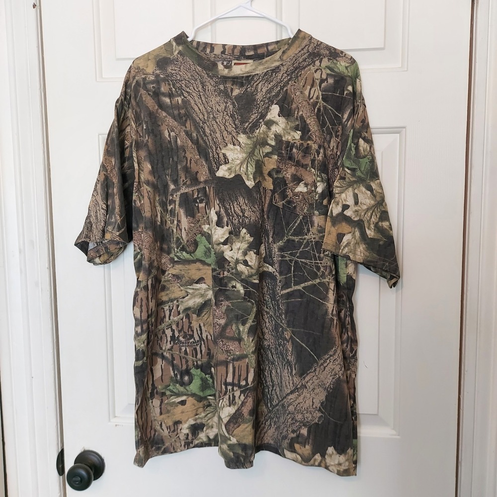 VTG Mossy Oak Camo Classics T-Shirt Mens XL Pocket Tee Break Up Camouflage Brown